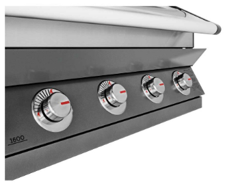 Primer plano de los mandos de control ergonómicos de la serie BeefEater Signature 1600E.