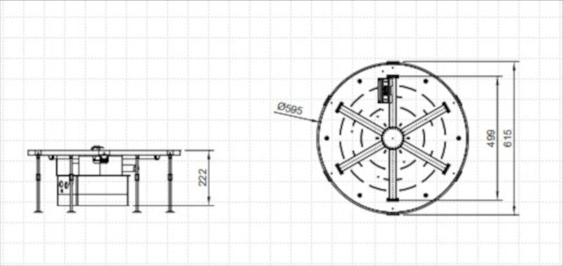 Plano técnico circular y medidas de instalación del quemador automático Galio Star Insert