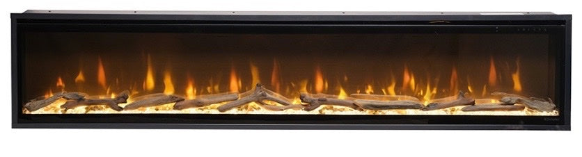 Vista frontal completa del sistema de llama Optiflame en la chimenea Dimplex Night Evolve
