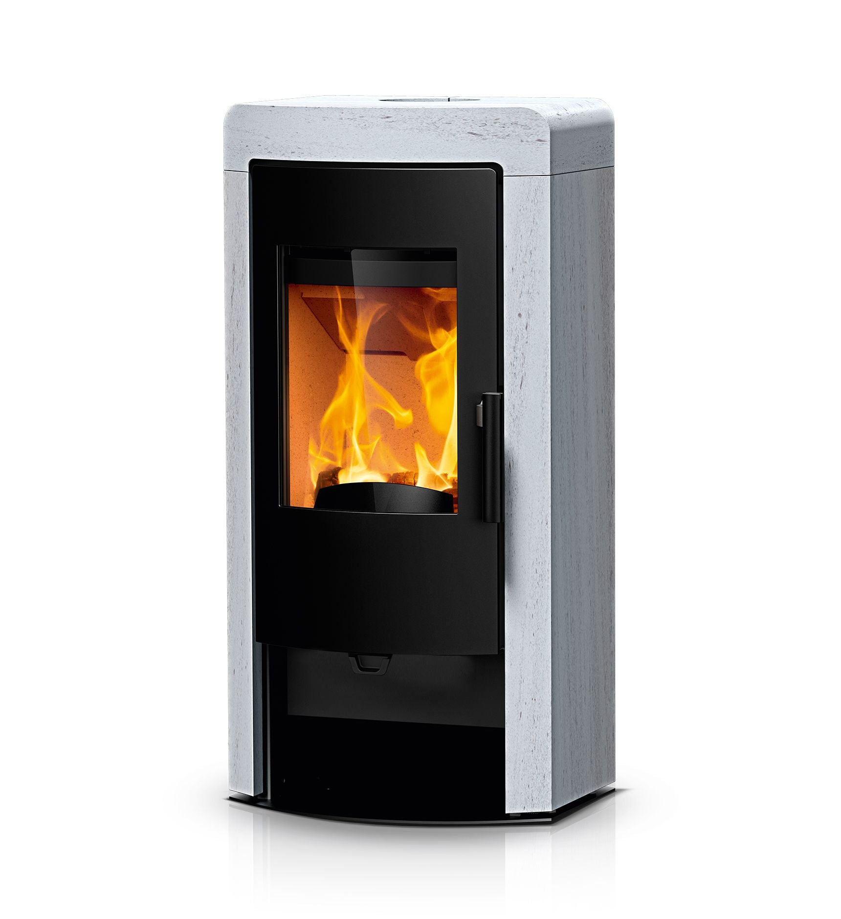 Modelo Rika Nex con revestimiento en piedra blanca para interiores minimalistas y modernos