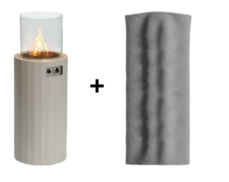 Chimenea de exterior portátil Planika Bino blanca con cristal cilíndrico protector
