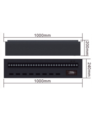 Dimensiones detalladas para el hueco de encastre de la Relaxfire RGB de 1 metro