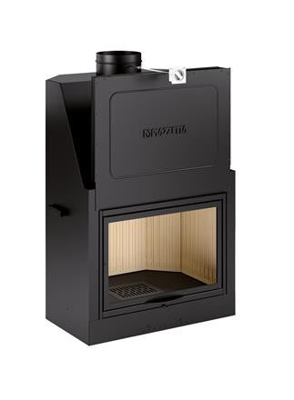 Hogar monobloque de leña Piazzetta MA 261 SL con puerta de apertura vertical escamoteable e interior revestido en Aluker