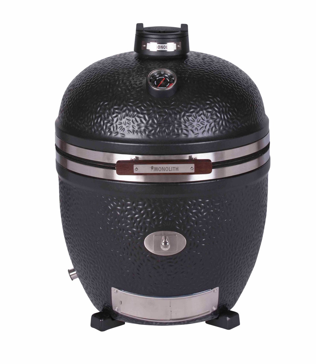 Kamado Monolith Classic Avantgarde Solo sin carro, con acabado negro satinado y herrajes de acero inoxidable para encastrar