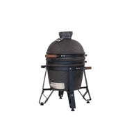 Kamado cerámico The Bastard Urban Compact con acabado negro mate, chasis reforzado y asas de transporte de madera
