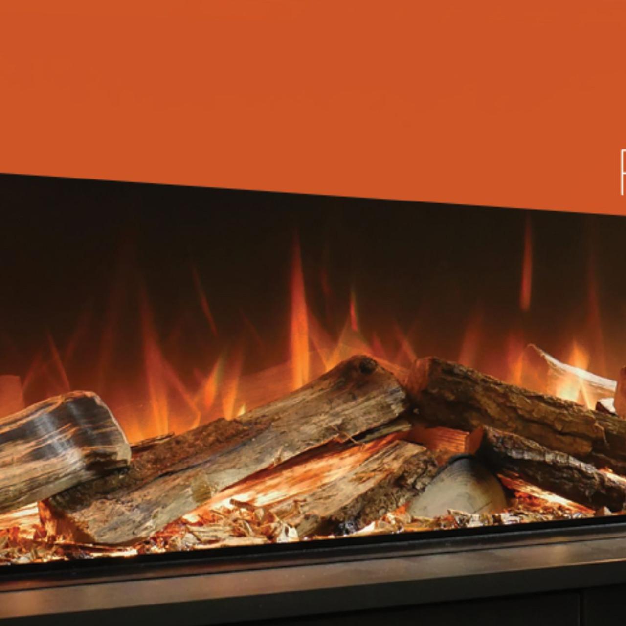 Primer plano de los leños de madera real British Woodland exclusivos de Evonic Fires