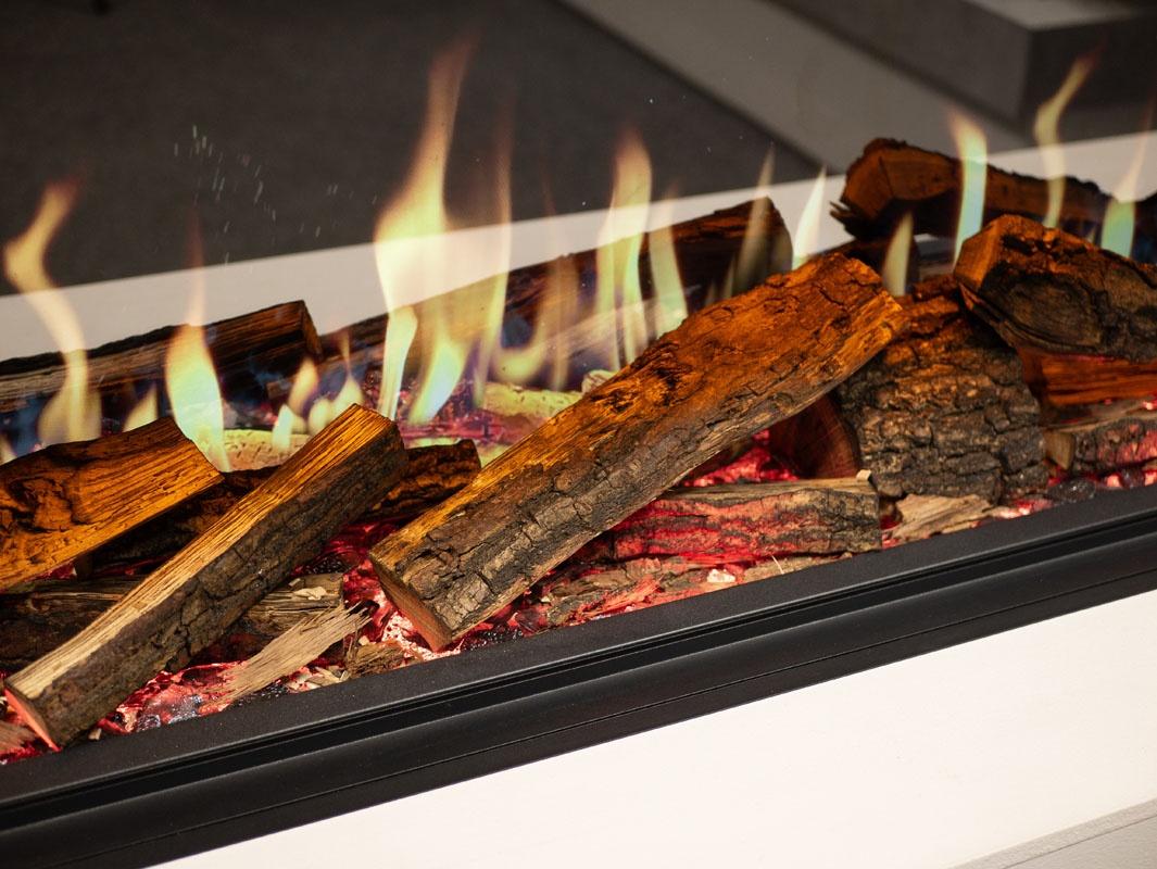 Detalle del efecto de llama LED realista de la chimenea Go Eco MW de Charlton & Jenrick