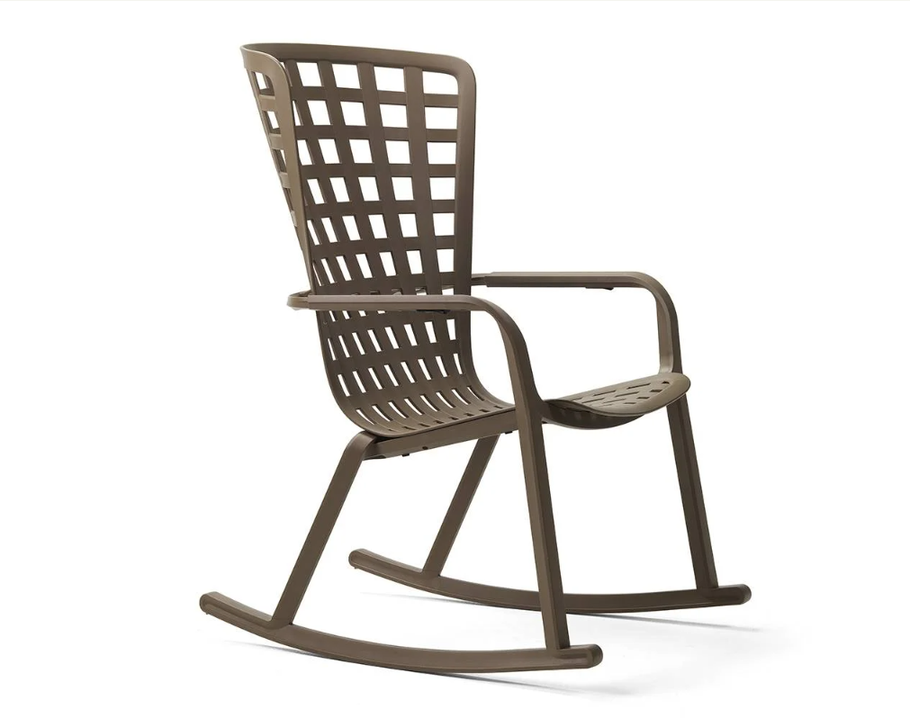Mecedora de diseño Nardi Folio Rocking color gris basalto, pieza ergonómica monobloque con patines de balancín