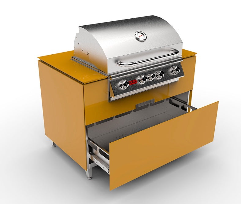 Cocina exterior móvil Vlaze con patas de alta resistencia para configuración modular en jardines.