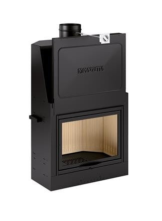 Hogar monobloque Piazzetta MA 260 SL con puerta de cristal escamoteable hacia arriba y revestimiento interior de Aluker claro