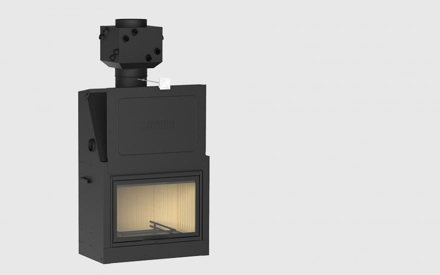 Hogar monobloque Piazzetta MA 261 SL Plus con puerta de apertura vertical escamoteable y cámara de combustión de alto rendimiento en Aluker