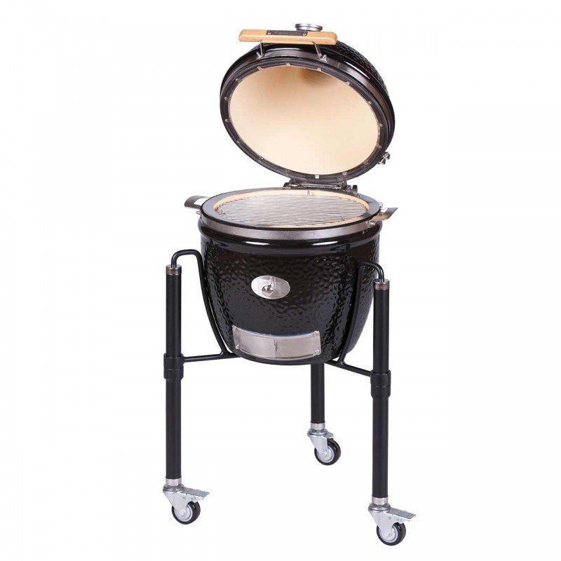 Vista superior del kamado Monolith Junior Pro 2.0, ideal para asar piezas directas o ahumar piezas pequeñas