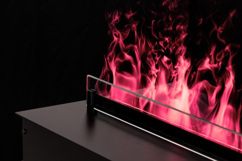 Decoración con fuego de vapor de agua en tonos magenta, personalización cromática total
