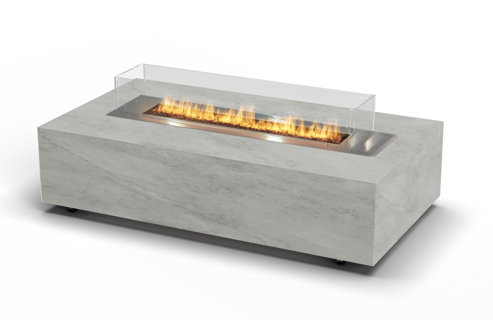 Mesa fire pit Planika Galaxy Table en acabado gris efecto hormigón para terrazas modernas