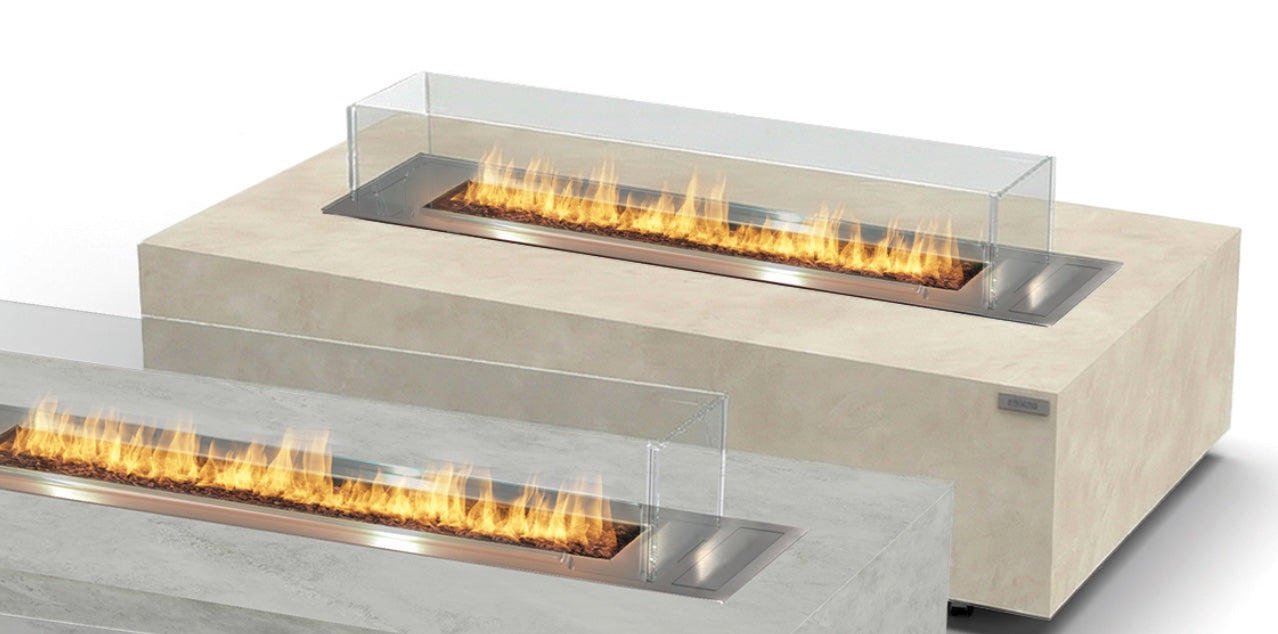 Detalle del acabado Dekton Daze (blanco con vetas) para la mesa de fuego Planika Galaxy