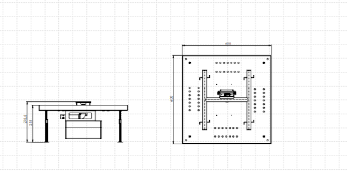 Esquema técnico y dimensiones de montaje del quemador automático Galio H Insert