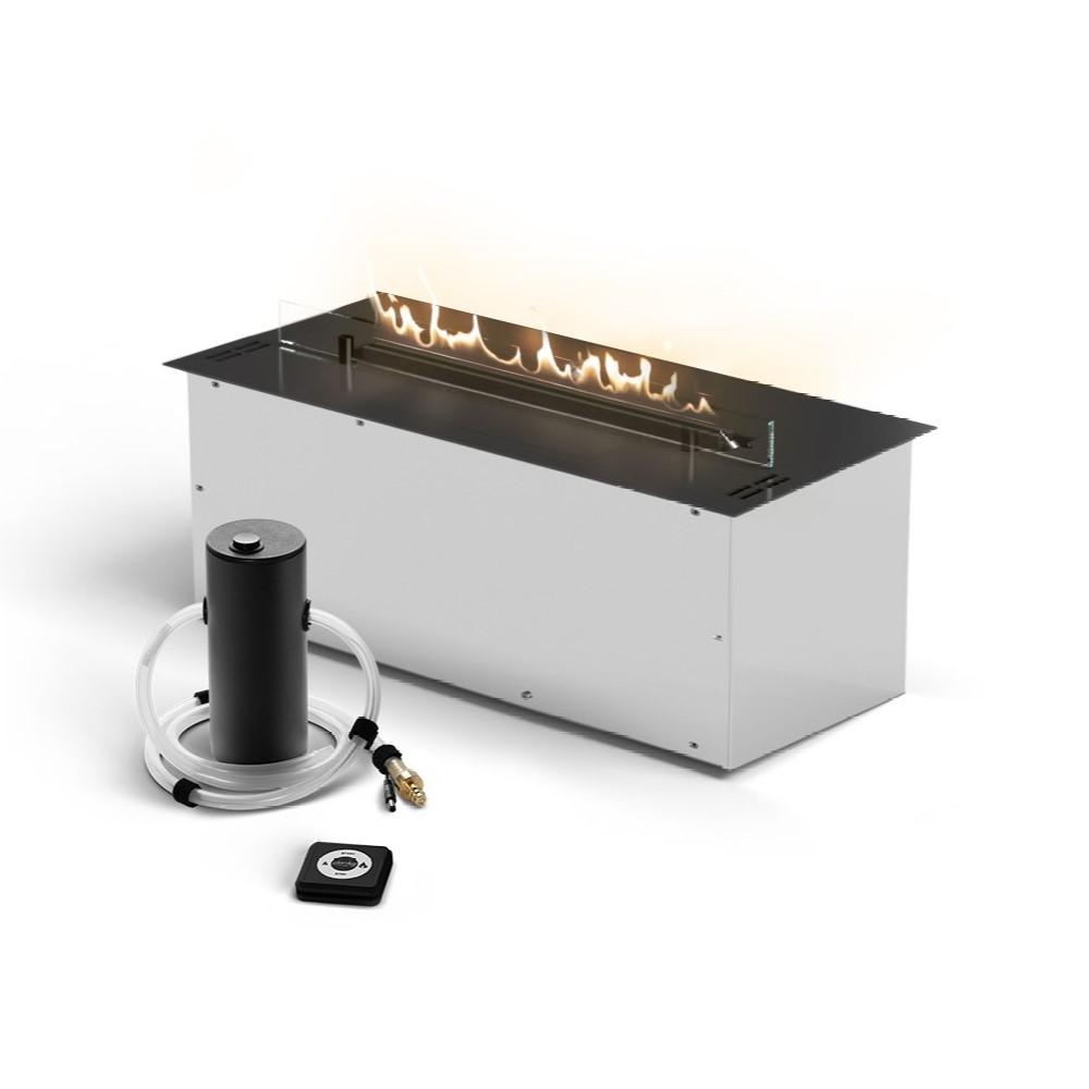 Quemador automático de bioetanol Planika Prime Fire con llama lineal y sistema de llenado automático y mando