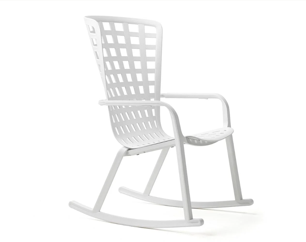 Silla balancín Nardi Folio Rocking color blanco, fabricada en resina de fibra de vidrio resistente a la intemperie