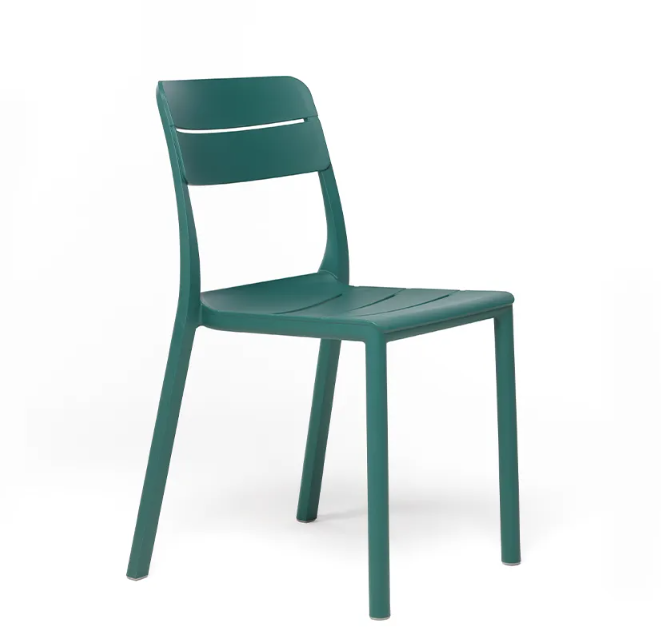 Silla para exterior Nardi Cassia Bristot en color verde agave, diseño sin brazos de polipropileno regenerado mate