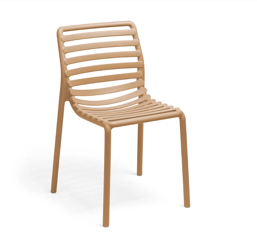 Silla sin brazos Nardi Doga Bistrot color gesso, mobiliario de exterior de alta resistencia fabricado en Italia