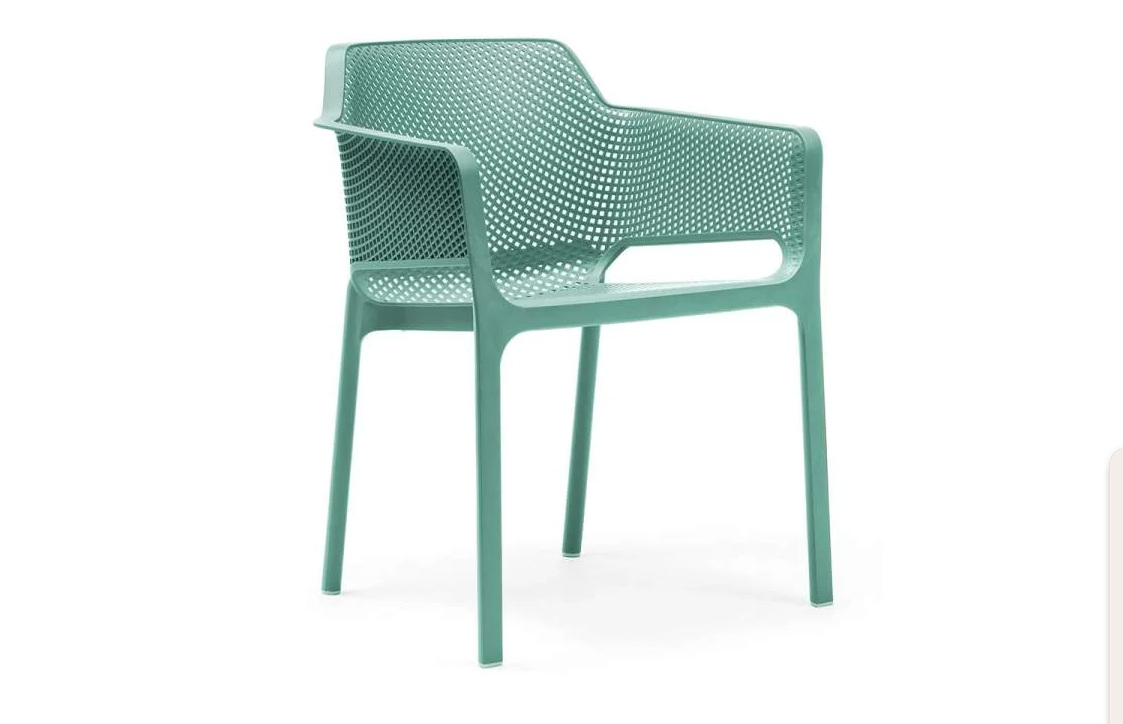 Silla de jardín Nardi Net Chair color verde menta, fabricada en resina monobloque de alta durabilidad