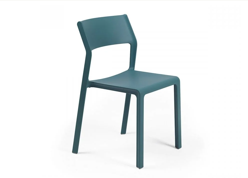 Silla sin brazos Nardi Trill Bistrot color azul ottanio, mobiliario de exterior de alta calidad para uso profesional