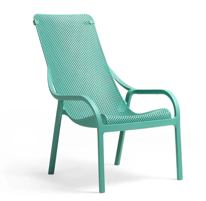 Sillón lounge de perfil bajo Nardi Net Lounge color menta ideal para zonas de agua y solárium