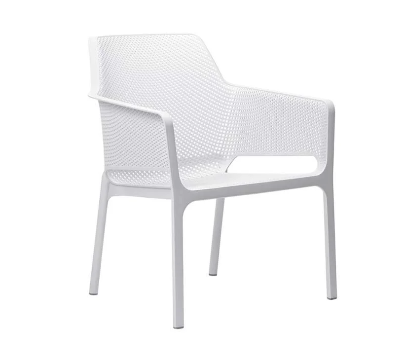 Sillón de jardín Nardi Net Relax blanco, diseño italiano moderno y ergonómico de una sola pieza