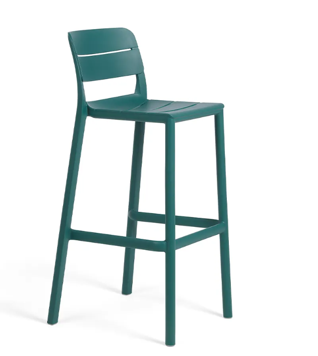 Taburete de barra Nardi Cassia Stool color ottanio (azul cerceta), resistente a los rayos UV y diseñado para uso intensivo en hostelería