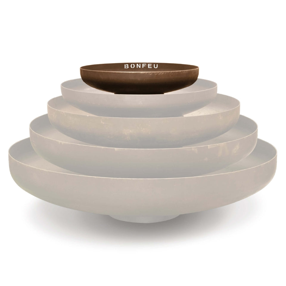 Comparativa de todos los tamaños disponibles del brasero BonFeu BonBowl